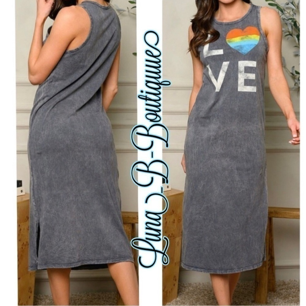 🩷🆕LOVE Mineral Wash Tank Dress💙